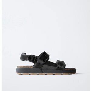 Zara Black Strappy Kids Sandals with Tan Sole